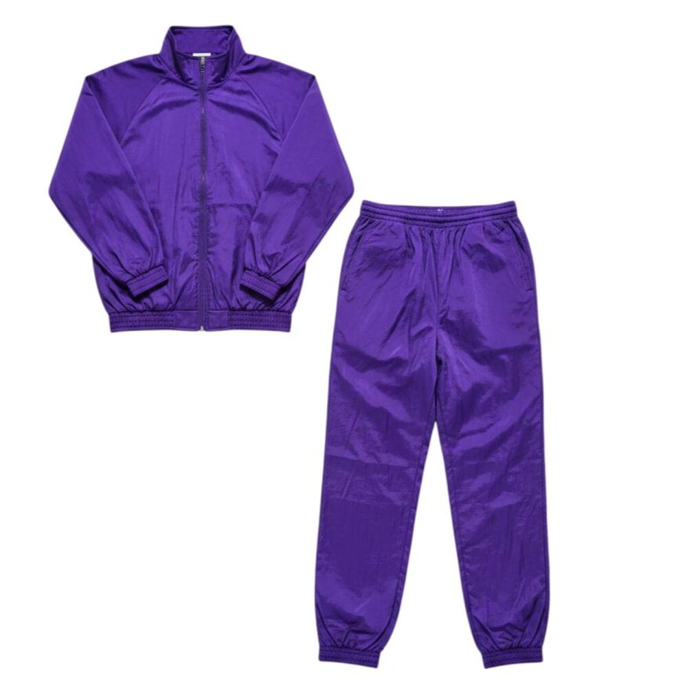Vintage Shell Shock Tracksuit Size M Purple Jacket & Pants Lined 90s Athleisure